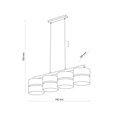 Pendelleuchte Weiß Braun 4-flammig Metall Stoff Jute E27