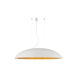 Pendelleuchte Weiß Gold 5-flammig oval E27 Loft Design