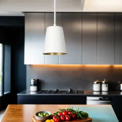 Pendelleuchte Weiß Gold Metall Retro flexibel E27