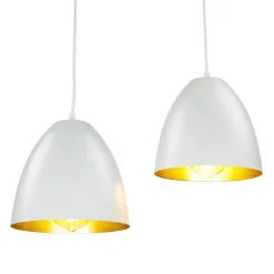 Pendelleuchte Weiß Gold verstellbar E27 2-flammig