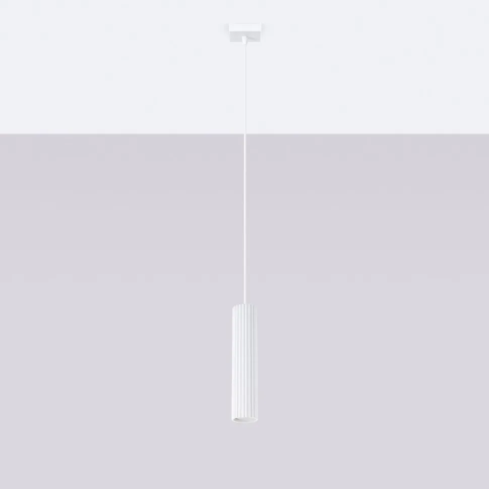 Pendelleuchte Weiß GU10 schmal Ø 8 cm aus Aluminium Modern