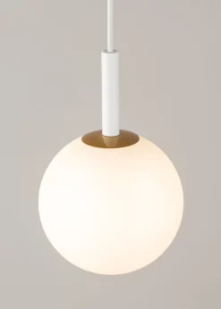 Pendelleuchte Weiß Kugel Metall Glas blendarm Ø14 cm G9