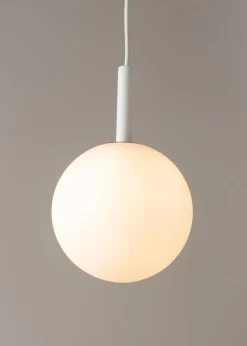 Pendelleuchte Weiß Kugel Metall Glas blendarm Ø14 cm G9