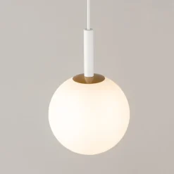 Pendelleuchte Weiß Kugel Metall Glas blendarm Ø14 cm G9