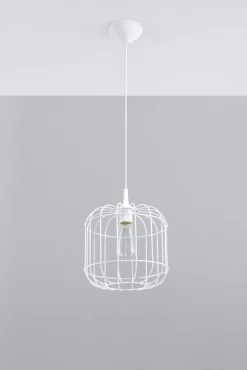 Pendelleuchte Weiß Metall Draht Ø 23 cm Retro E27