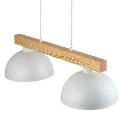 Pendelleuchte Weiß Metall Holz länglich E27 Skandi