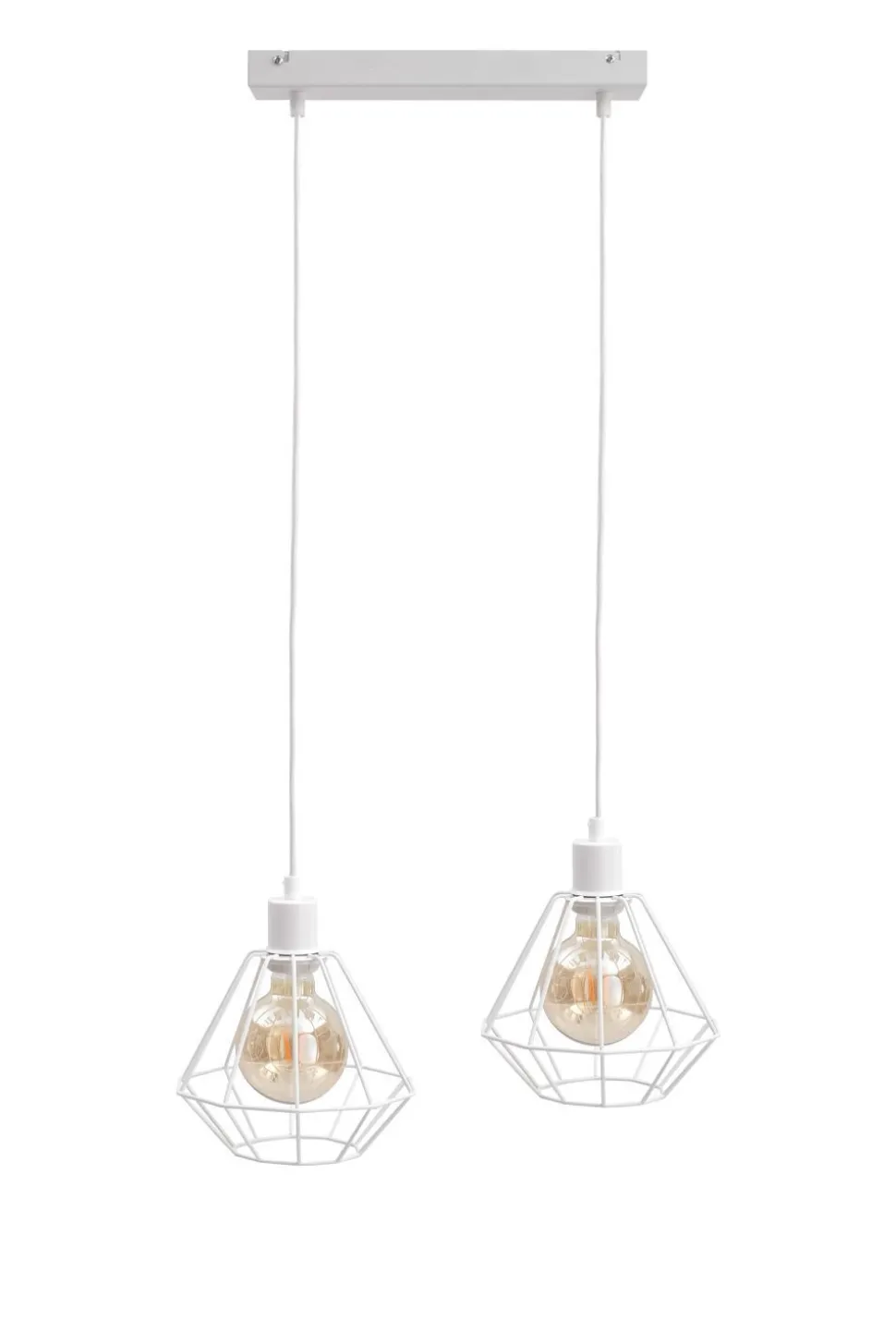 Pendelleuchte Weiß Metall 2-flammig L:50cm Retro