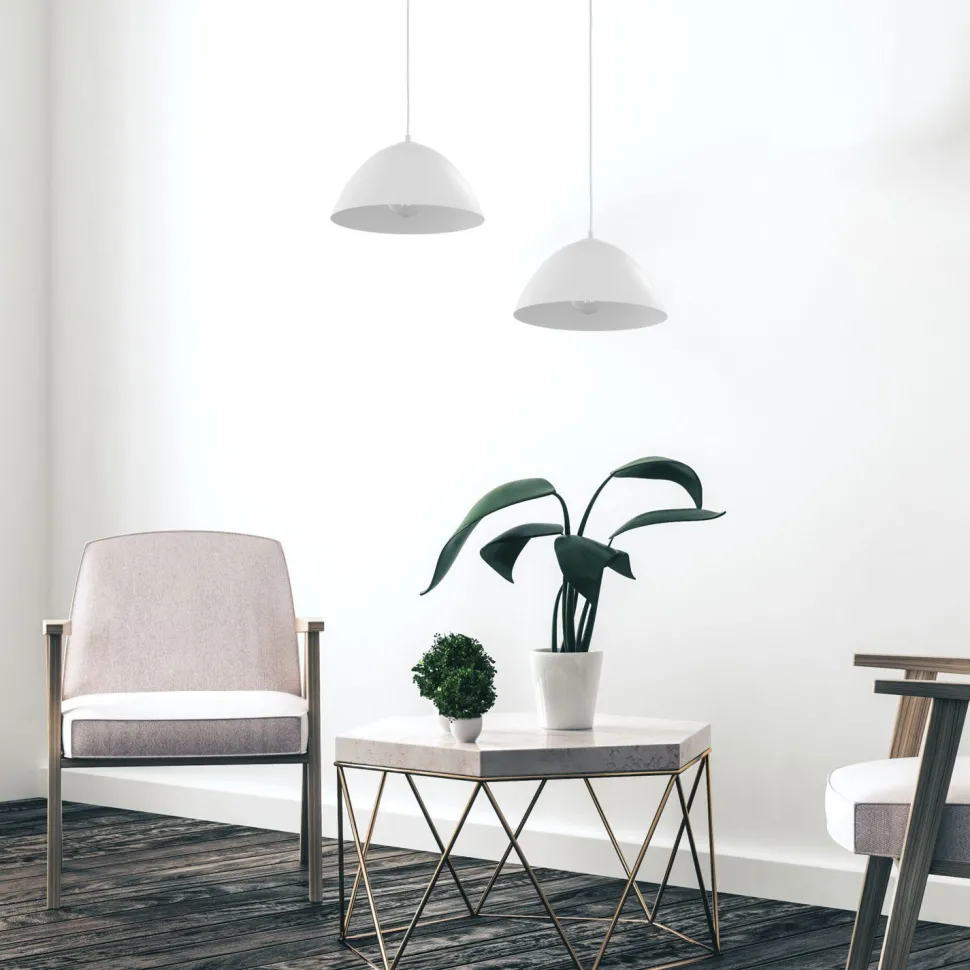 Pendelleuchte Weiß Metall Ø 33,5 cm Modern schlicht