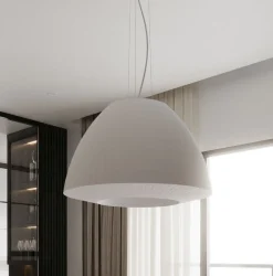 Pendelleuchte Weiß Stoff Glas Ø 60 cm groß 3x E27 DIYA