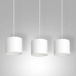 Pendelleuchte Weiß Stoff Metall E27 75 cm lang blendarm