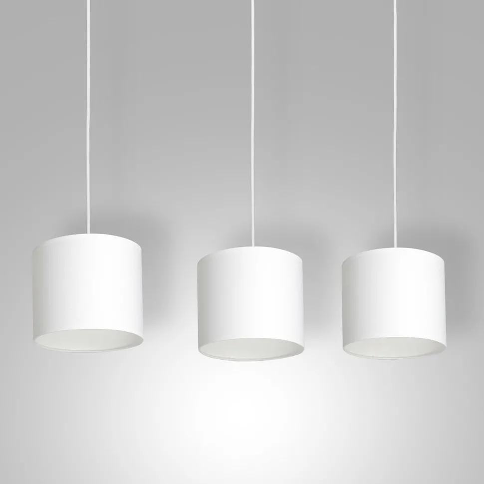 Pendelleuchte Weiß Stoff Metall E27 75 cm lang blendarm