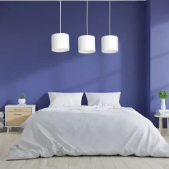 Pendelleuchte Weiß Stoff Metall E27 75 cm lang blendarm