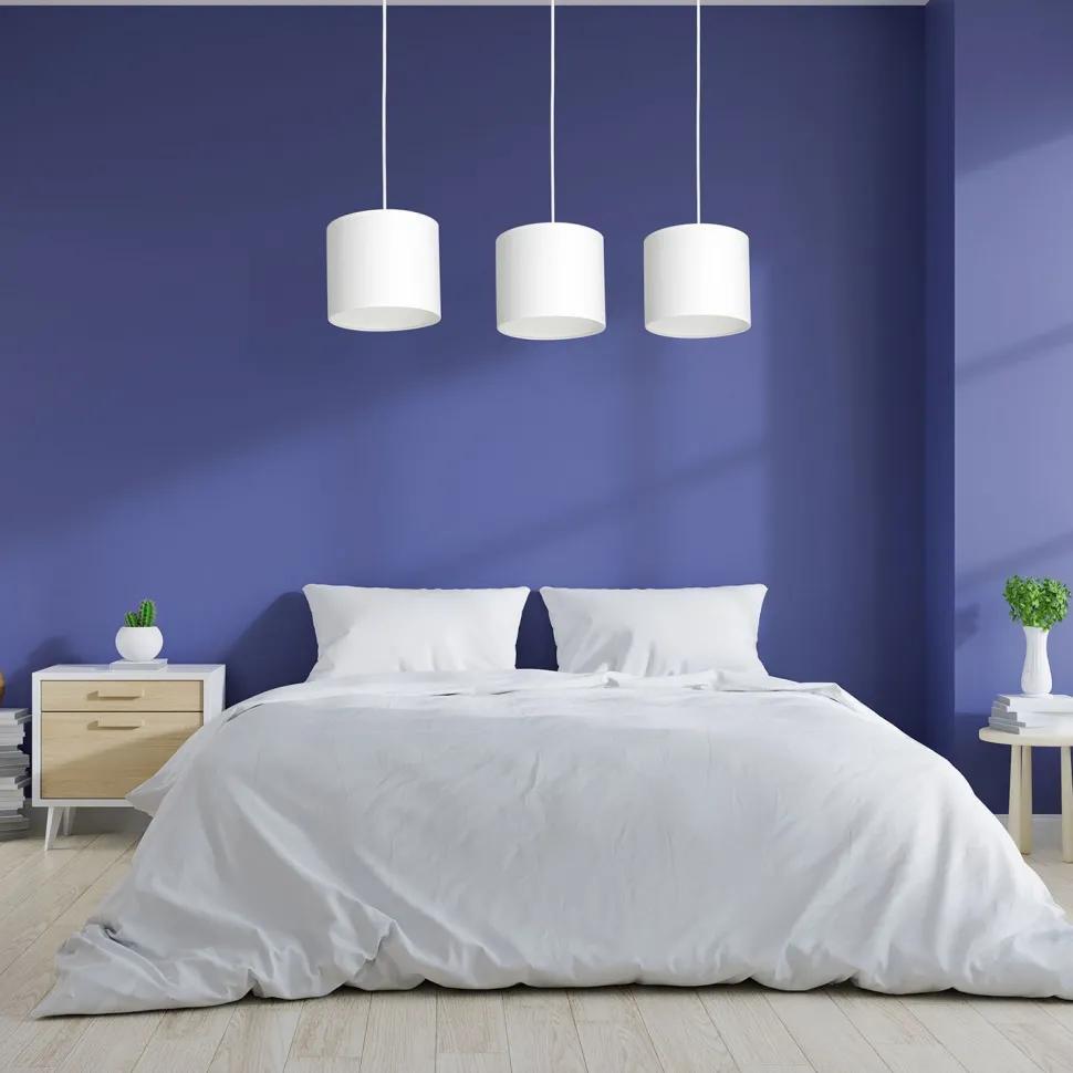 Pendelleuchte Weiß Stoff Metall E27 75 cm lang blendarm