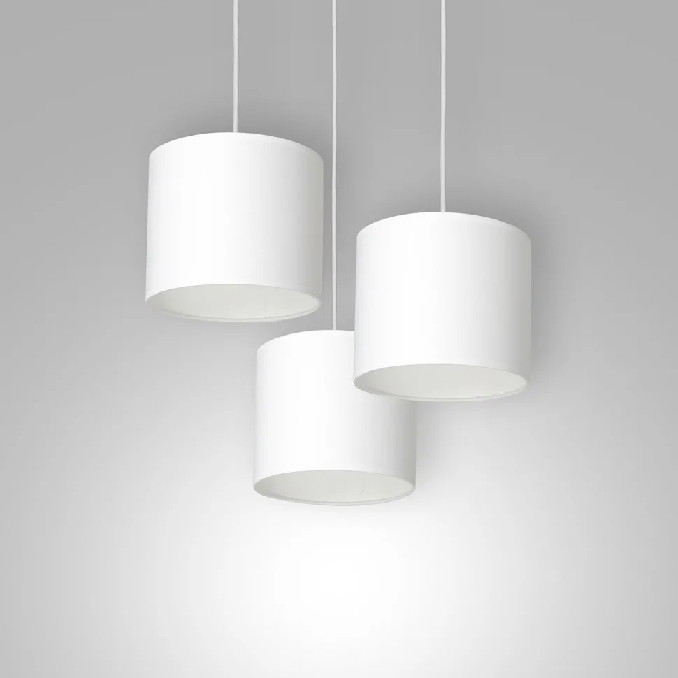 Pendelleuchte Weiß Stoff Metall E27 B:45 cm blendarm