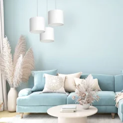 Pendelleuchte Weiß Stoff Metall E27 B:45 cm blendarm