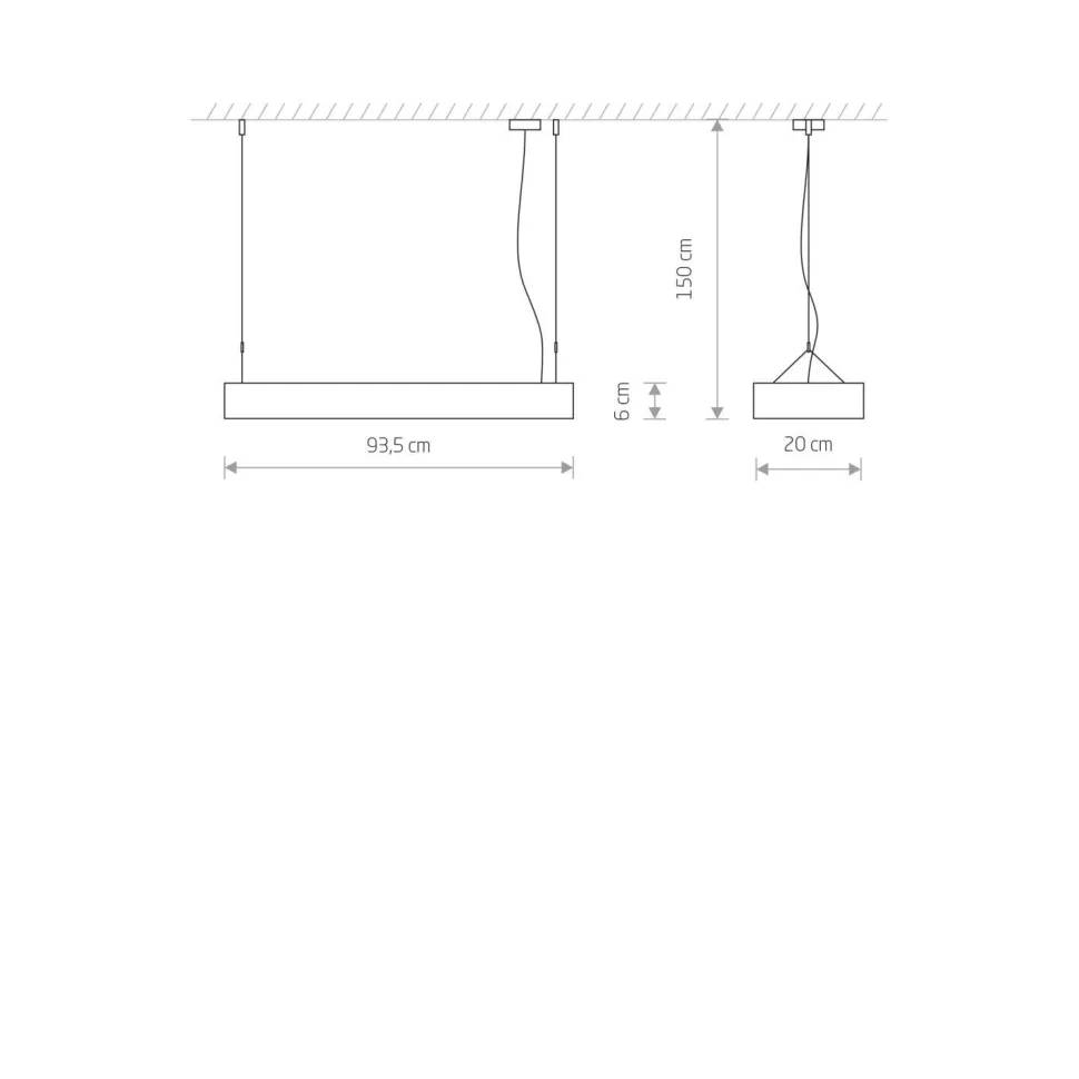 Pendelleuchte Weiß T8 LED mit 3000 K warmweiß B: 93,5 cm lang