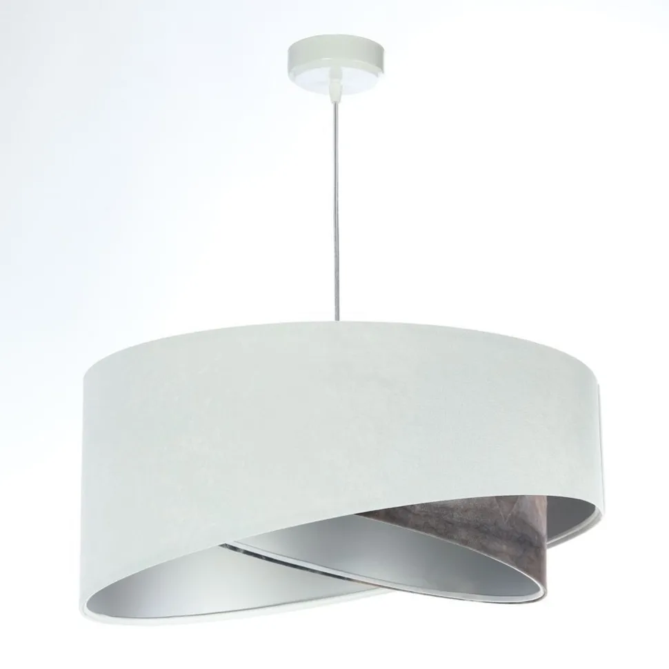 Pendelleuchte Wohnzimmer rund D: 50 cm Stoff Velours Optik