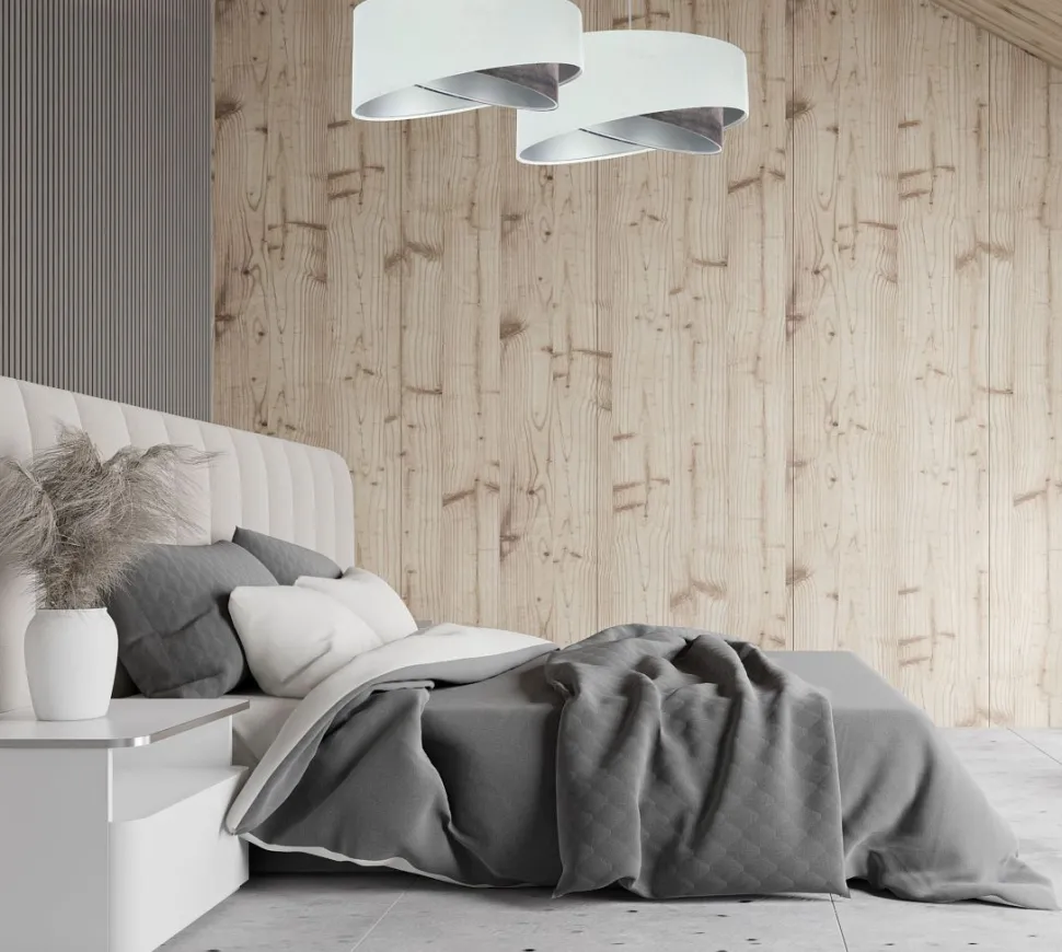 Pendelleuchte Wohnzimmer rund D: 50 cm Stoff Velours Optik