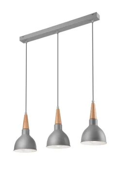 Pendelleuchte Wohnzimmertisch Grau Holz 3-flammig