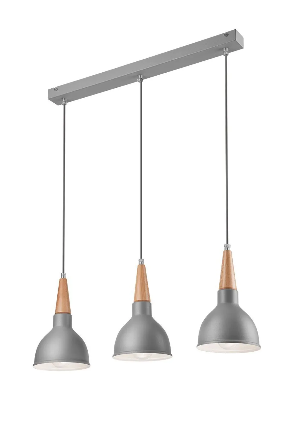 Pendelleuchte Wohnzimmertisch Grau Holz 3-flammig