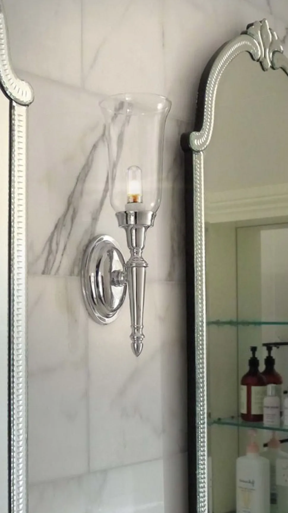 Premium Messing Lampe Badezimmer IP44 LED in Chrom RAZZO