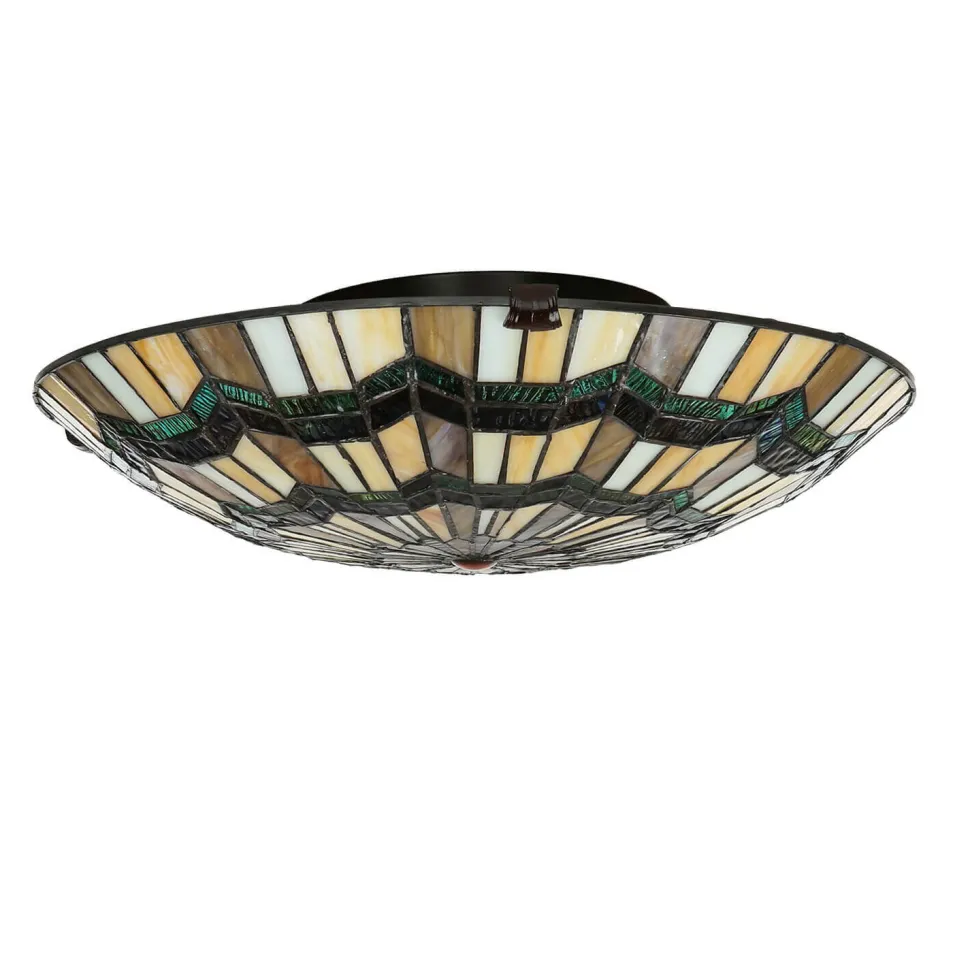 Premium Tiffany Lampe FARFALLA Buntglas rund Ø42cm