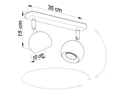 Retro Deckenstrahler Schwarz 2x GU10 B:30cm