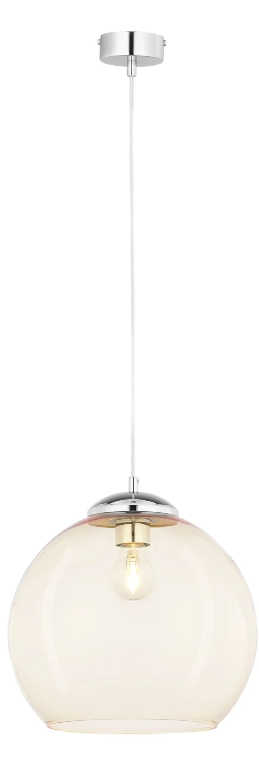 Retro Hängelampe in Chrom Bernstein Ø29cm rund