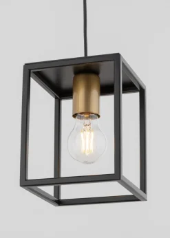 Retro Hängelampe Schwarz Gold bis 0,9 m hängend E27