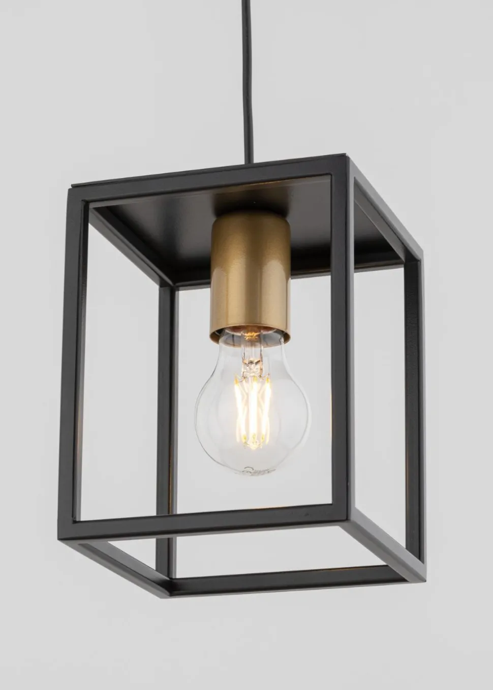 Retro Hängelampe Schwarz Gold bis 0,9 m hängend E27