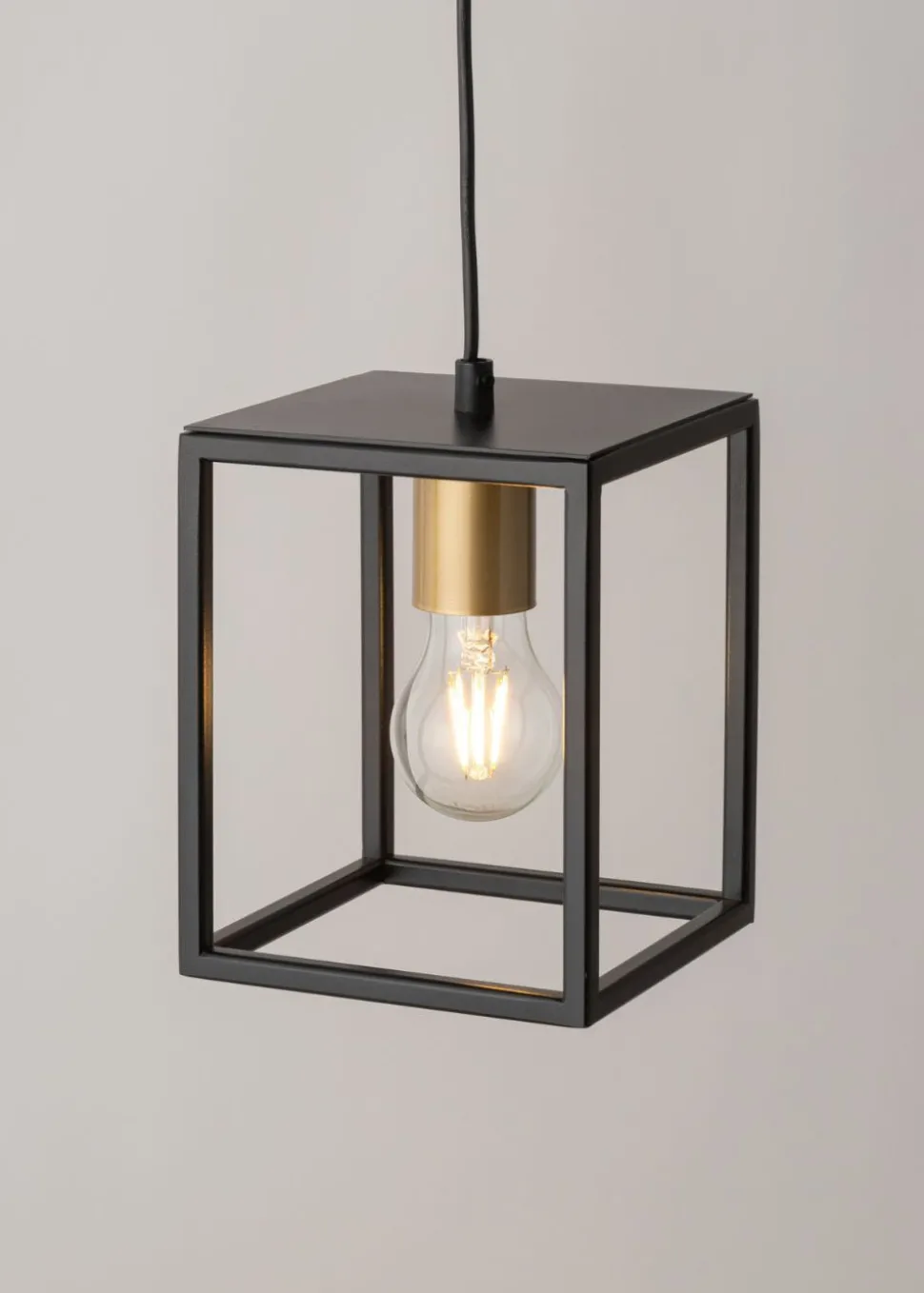 Retro Hängelampe Schwarz Gold bis 0,9 m hängend E27