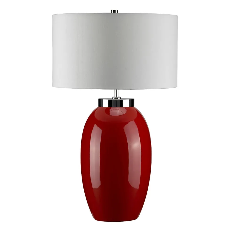 Retro Tischlampe THALIE Rot Porzellan H:70cm Lampe