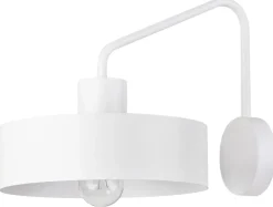 Retro Wandleuchte Weiß Metall Schirm Ø25 cm rund E27