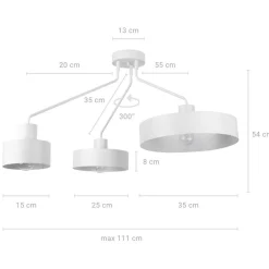 Riesige Deckenleuchte Weiß Metall L:111 cm Retro Design