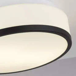 Runde Deckenlampe Bad Ø 29 cm Glas Weiß Schwarz blendarm