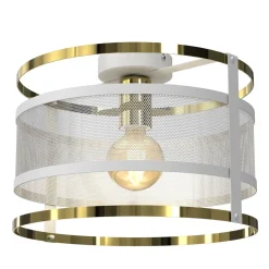 Runde Deckenlampe Metall Weiß Gold Ø30 cm Loft stylisch
