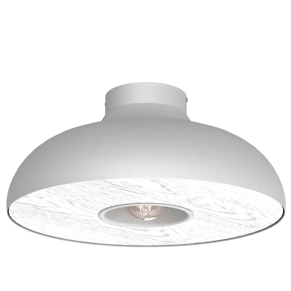 Runde Deckenlampe Metall Weiß Natur Ø39 cm akzentuiert