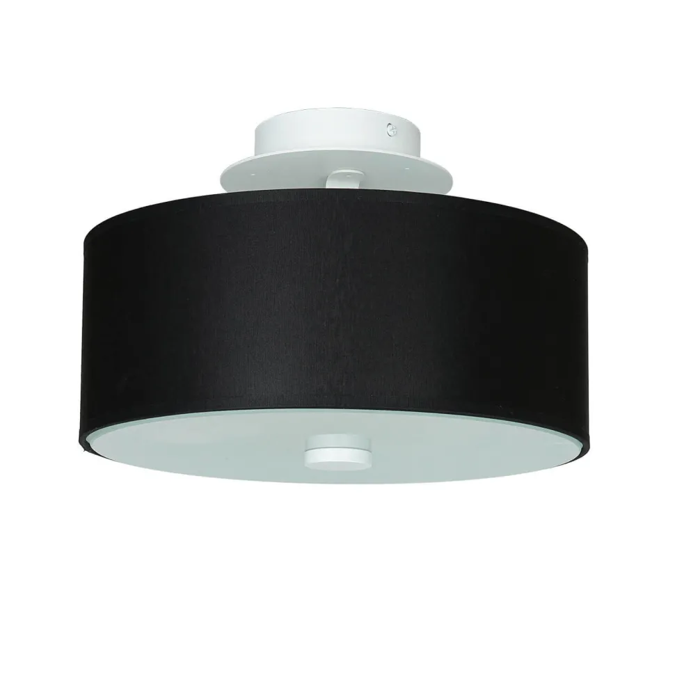 Runde Deckenlampe Schwarz Ø 30 cm blendarm Stoff Glas