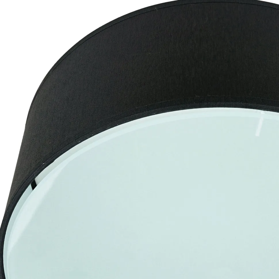 Runde Deckenlampe Schwarz Ø 30 cm blendarm Stoff Glas