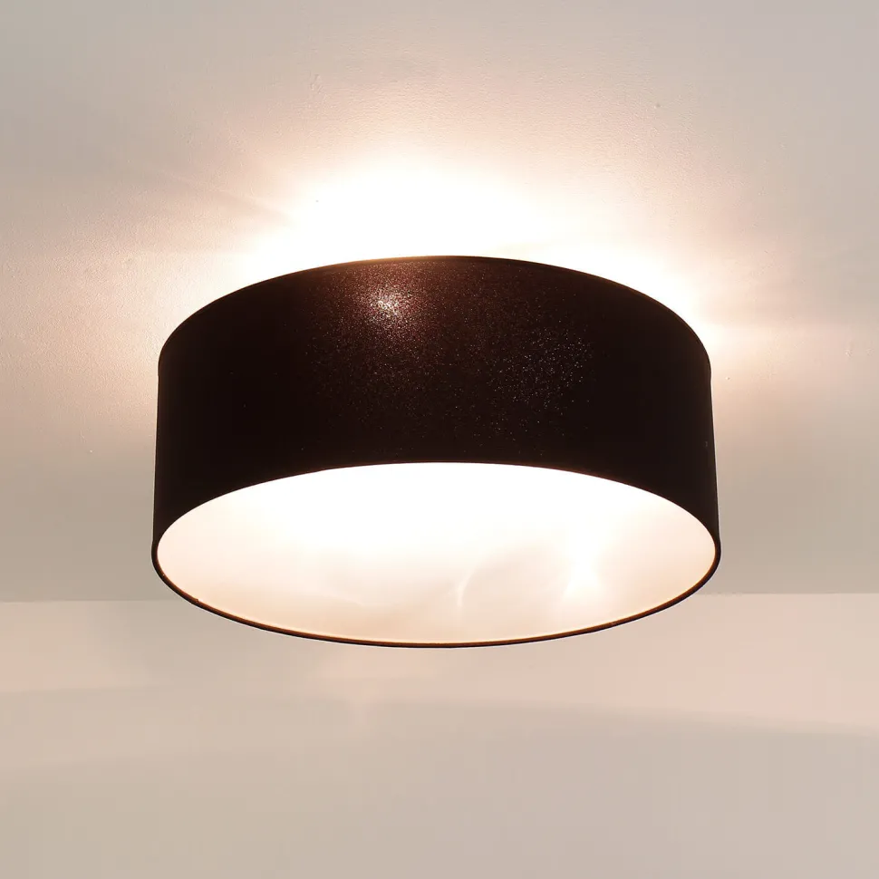 Runde Deckenlampe Stoff Ø50cm Braun blendarm