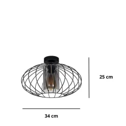 Runde Deckenleuchte E27 Ø34 cm Schwarz blendarm Retro