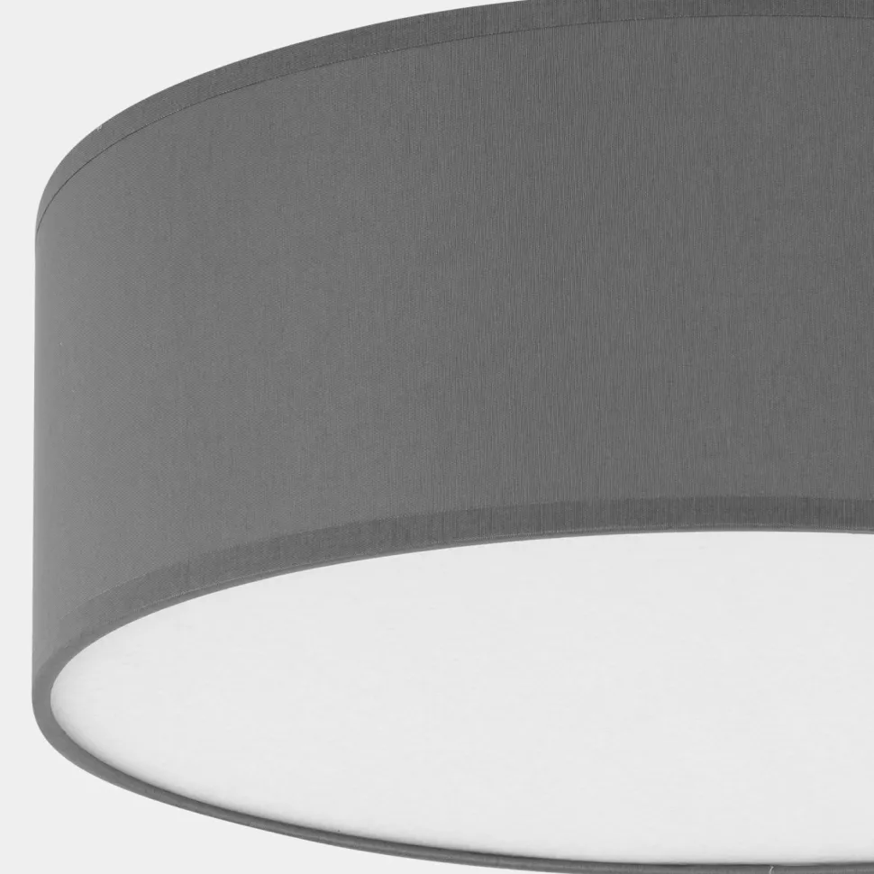 Runde Deckenleuchte Grau Stoff Ø 45 cm Wohnzimmer