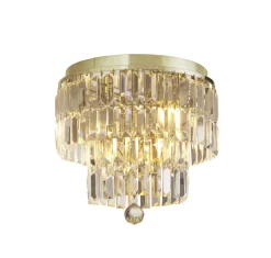 Runde Deckenleuchte IP44 Glas Metall Ø34 cm in Messing