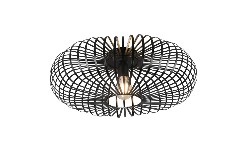 Runde Deckenleuchte Metall Schwarz E27 Ø50 cm Industrie