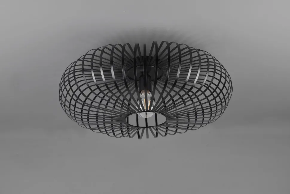 Runde Deckenleuchte Metall Schwarz E27 Ø50 cm Industrie