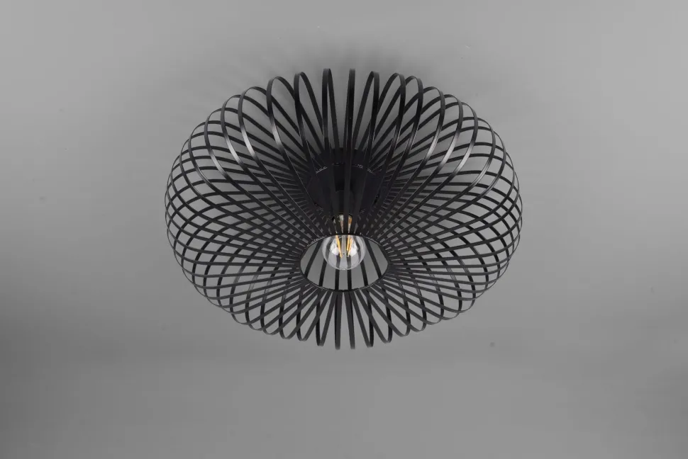 Runde Deckenleuchte Metall Schwarz E27 Ø50 cm Industrie