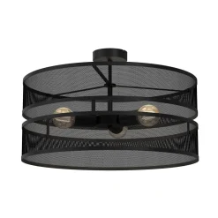 Runde Deckenleuchte Metall Schwarz E27 Ø55 cm Industrie