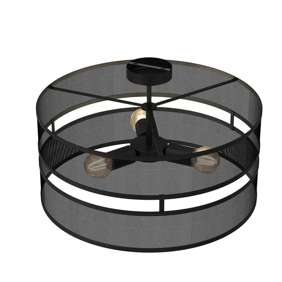 Runde Deckenleuchte Metall Schwarz E27 Ø55 cm Industrie