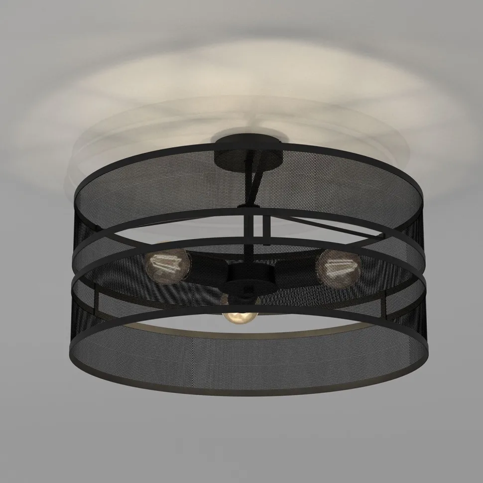 Runde Deckenleuchte Metall Schwarz E27 Ø55 cm Industrie