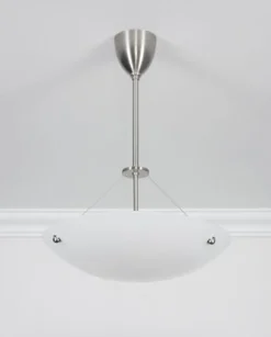 Runde Hängelampe Glas Messing in Nickel G9 inkl. Ø40 cm